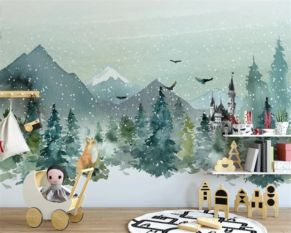 Buy Background Wallpaper Castle Forest Hand-Painted Wellyu Children's Customized 3D Large-Scale kblRz3kzw