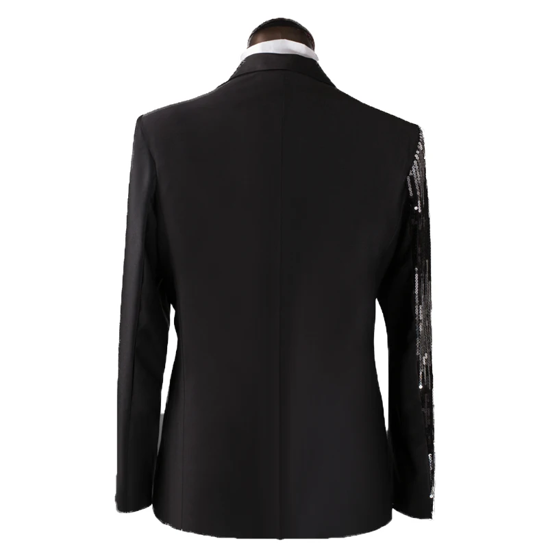 Sequin Bling Glitter Blazers Single Breasted Stage Costumes for Singers Mens Hip Hop Style Red Black Suit Jacket Shawl Collar