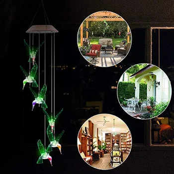 

Solar Powered LED Wind Chime String Light Color Changing Hanging for Home Garden CLH@8