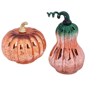 

2pcs Halloween Pumpkin Lamp Glass Lamp Desk Adornment without Battery (Orange)