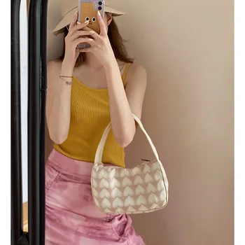 

Small bag female fairy bag 2020 summer new trend fashion beautiful contrast color love nylon armpit bag macaron baguette