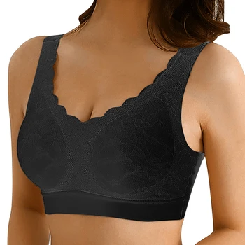

LASPERAL 2020 Women Lace Gathered Bralette Female Brassiere Underwear Sexy Lingerie Anti-Glare Without Steel Ring Top Bra