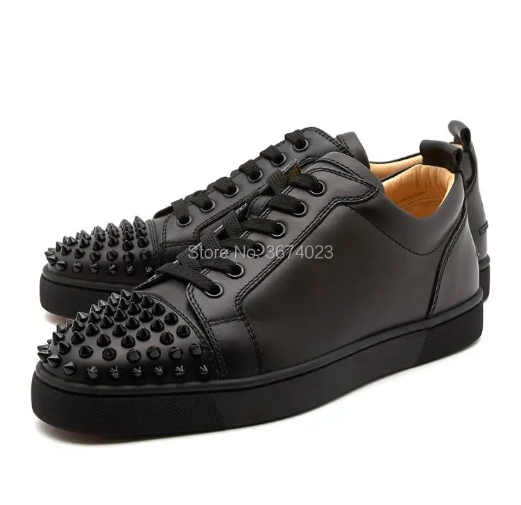 Qianruiti Casual Shoes Men Rivets Sneakers Runway Flats Low Top Spiked Rubber Sole Luxury Zapatos Mujer |