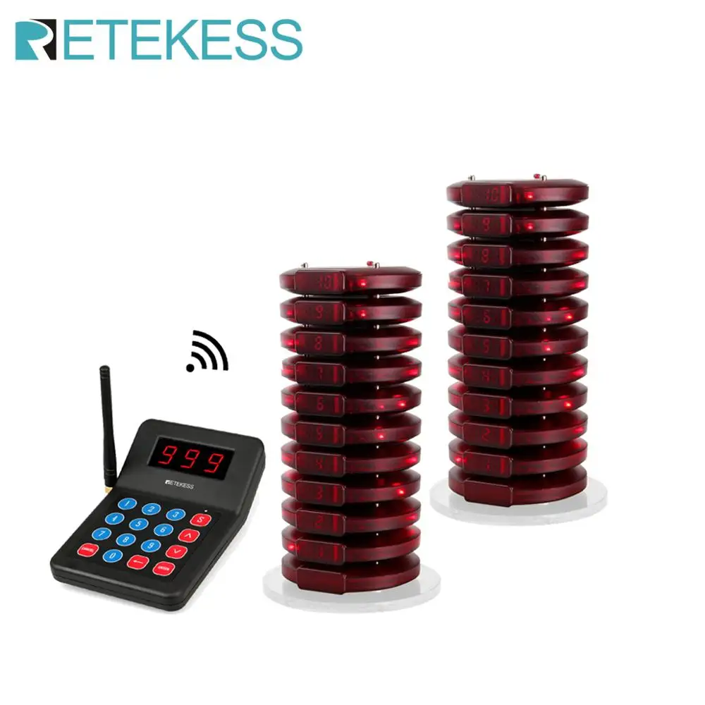 Ресторанный пейджер Retekess T119 с 20 приемниками пейджера для ресторана кофейни
