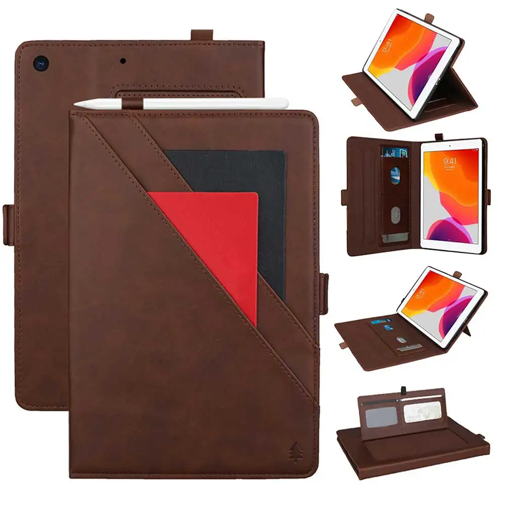 Умный чехол с функцией автоматического сна для iPad 10,2 дюймов, чехол из искусственной кожи, откидной Чехол-подставка для iPad 10,2 '', чехол с отделением для карт
