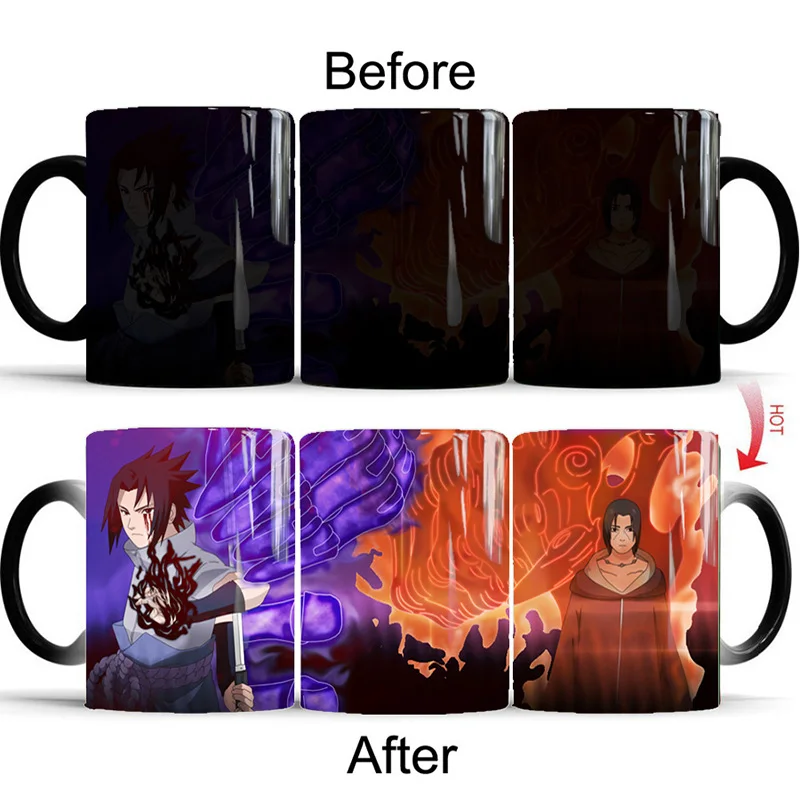 

350ml Naruto Sasuke VS Itachi Mug Color Changing Mugs Creative Heat Reveal Magic Ceramic Coffee Tea Cup For Boy Christmas Gift