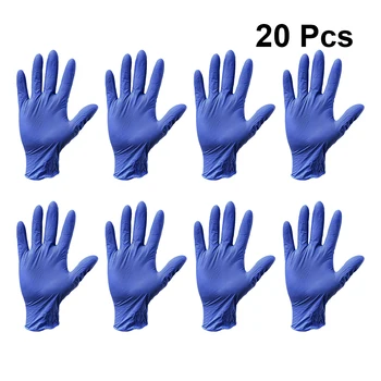 

20Pcs Professional Disposable Nitrile Gloves Resistant Gloves Hands Protection Cover Kitchen Gloves Household Guantes(Blue)