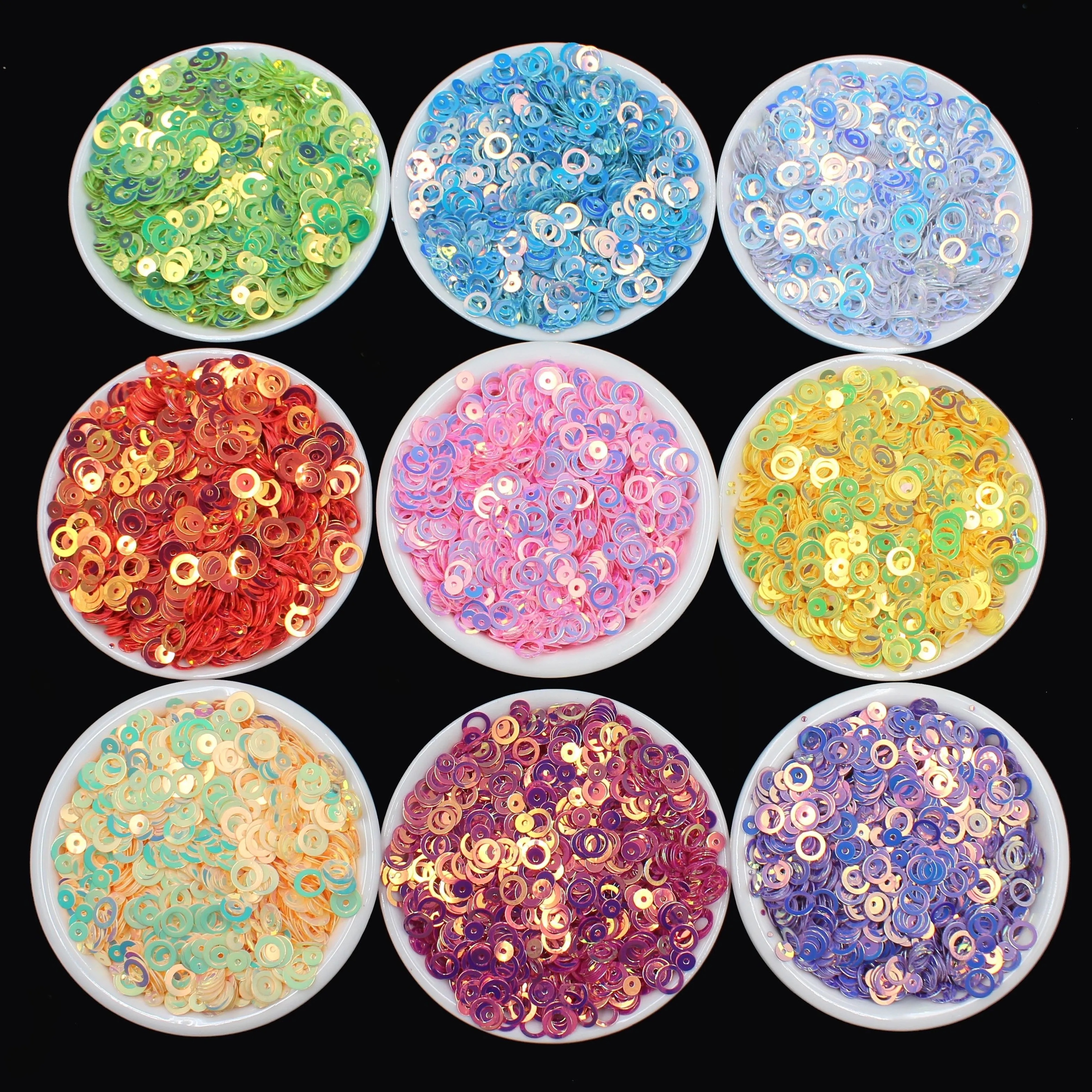 50g/Lot 6mm Hollow Circle Glitter Ring Sequins for Nails Art, Women manicure Glitter Paillettes, Wedding Decoration confetti