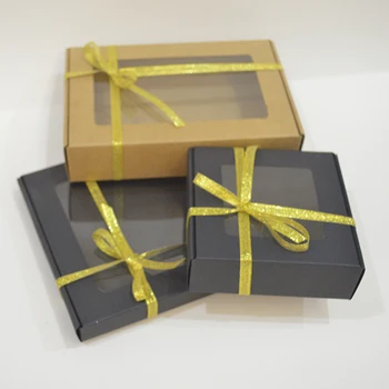 

10 pcs Paper Box For Packaging With Ribbon Gift Box With Window Kraft Box Gift for Packaging Gift Paper Box For Packing