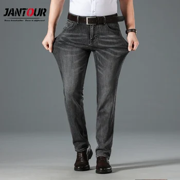 

Jantour 2020 New Hot Sale Men's Business Classic Leisure Jeans Basic styles Straight Pant Male Trousers Quality Plus Size 28-40