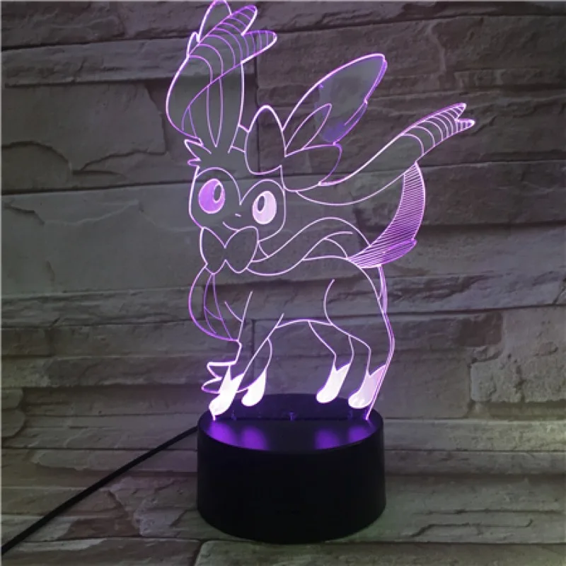 Pokemon Go Leafeon рисунок детский Ночной светильник светодиодный сенсорный датчик изменение цвета декоративный светильник подарок Настольная 3d лампа Eevee family