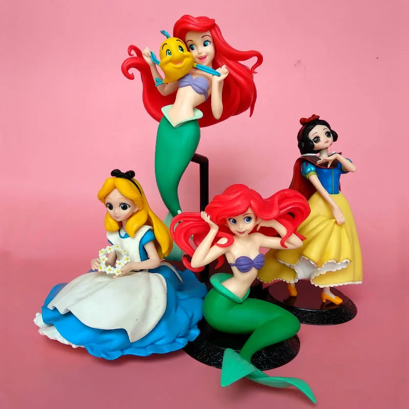 Disney Alice Snow White Ariel Princess Action Figures 10-22cm Disney Princess Figurine Toys PVC Model Children Gifts Toys