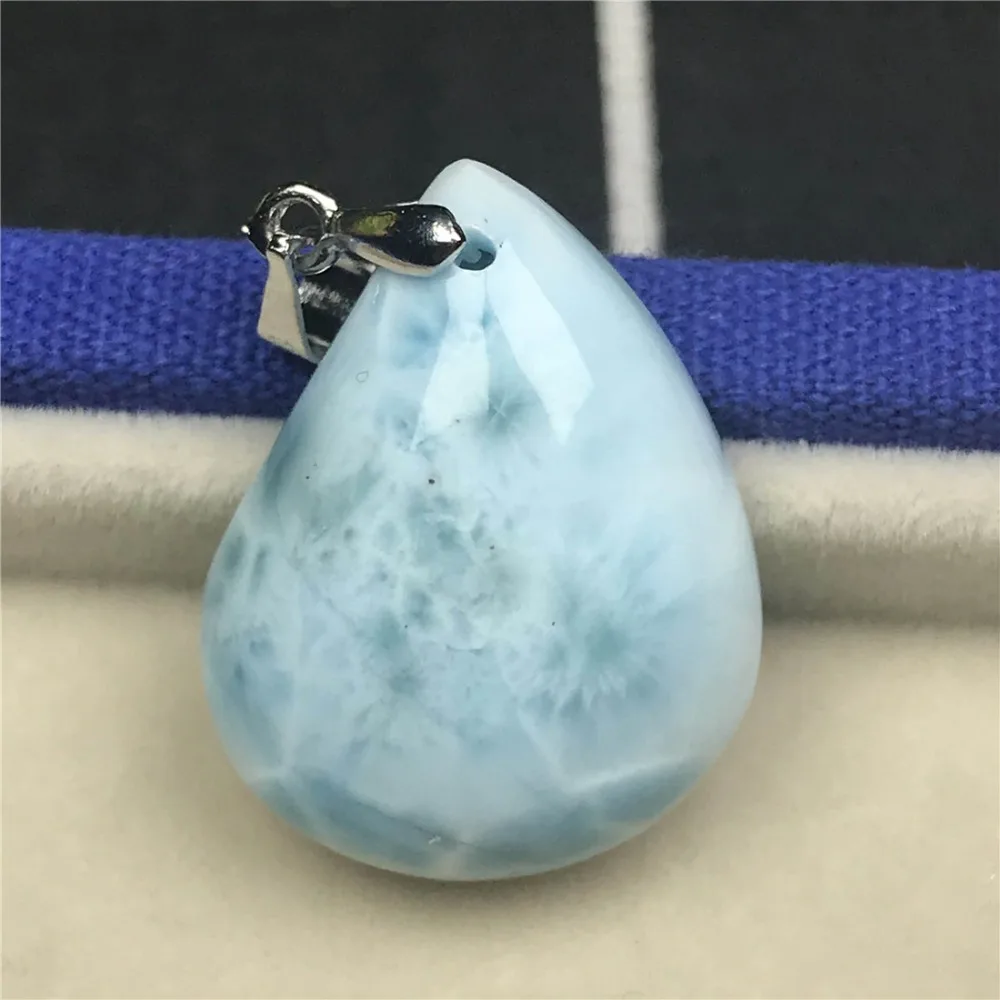 Натуральная синяя подвеска larimar для женщин 25x19x9 мм бусины в форме капель воды Прозрачный камень Модный кулон, ювелирные изделия AAAAA