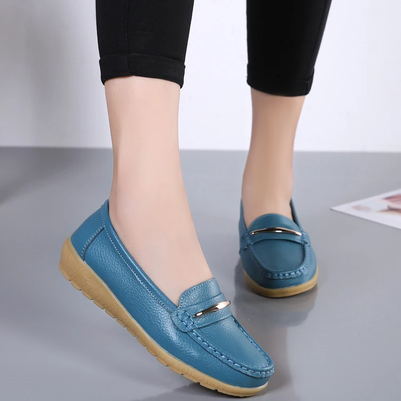 Women's Leather Slip-On Flats Spring Autumn Sizes 35-44