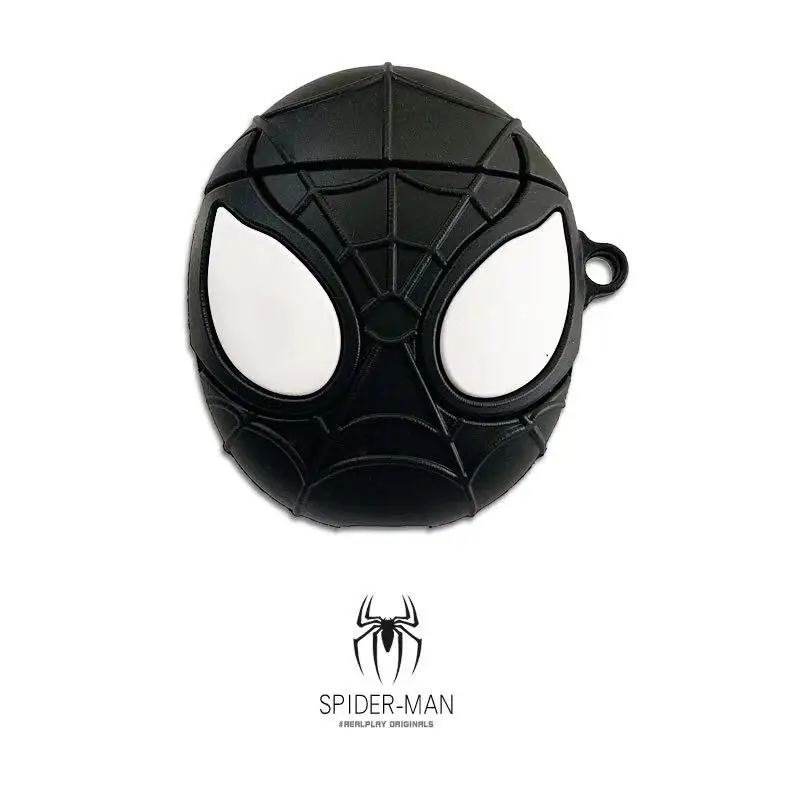 Дизайнерский чехол V для airpods superheros, Силиконовая защита, милый чехол airpod для apple, bluetooth, чехол для наушников, чехол s 3D - Color: Spiderman black