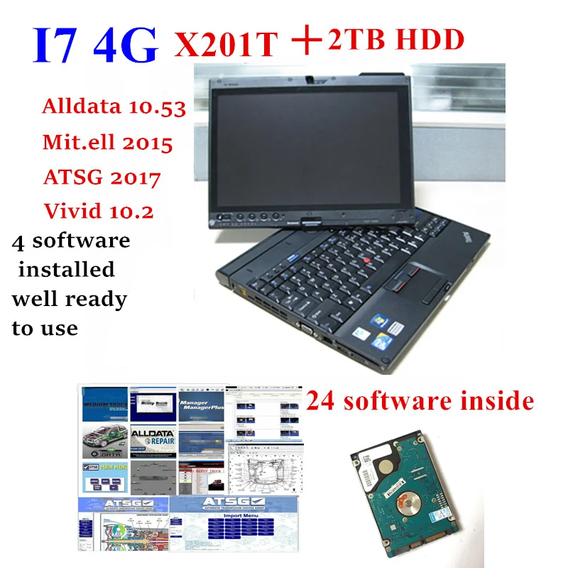 2021 Авто Лидер продаж 2 ТБ HDD Alldata ноутбук X201T I7 4G alldata 10 53 Mitchel.l Ремонт Программное