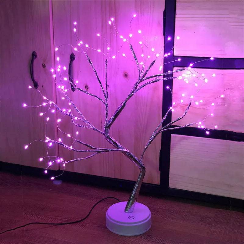 KHTO DIY LED Bonsai Tree Lamp - 108 Warm White Lights, Touch Switch, Battery/USB Powered
