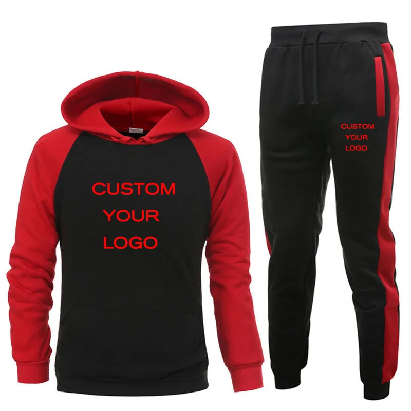 Custom Logo Men's Tracksuit 2021 Casual Sports Hoodies and Sweatpants Two-Piece Oversize Sportswear Male Spring and Autumn letter print two piece tracksuit women s set casual sweatshirt high waist pants sports suits female 2021 spring autumn lady sets