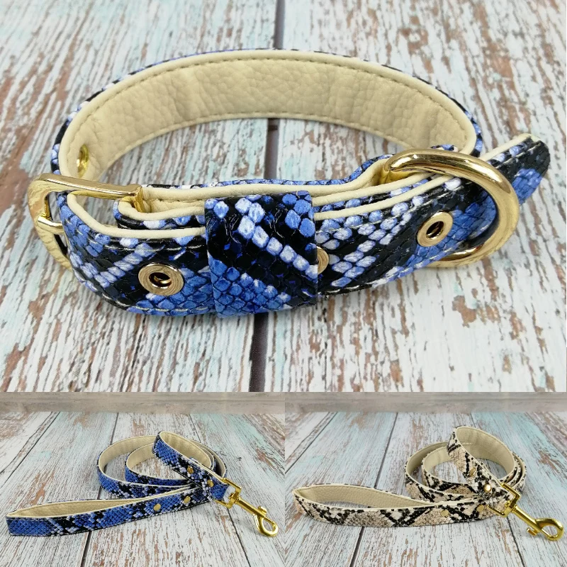 аксессуары для собак ошейник кожа Кожаный домашних животных со змеиным узором