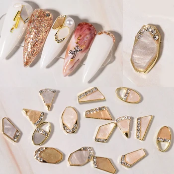 

2 Pcs Markable Gold Metal Nail Art Decorations AB Colorful DIY Glass Gem Nail Charms Jewelry Rhinestones For Nails Tips