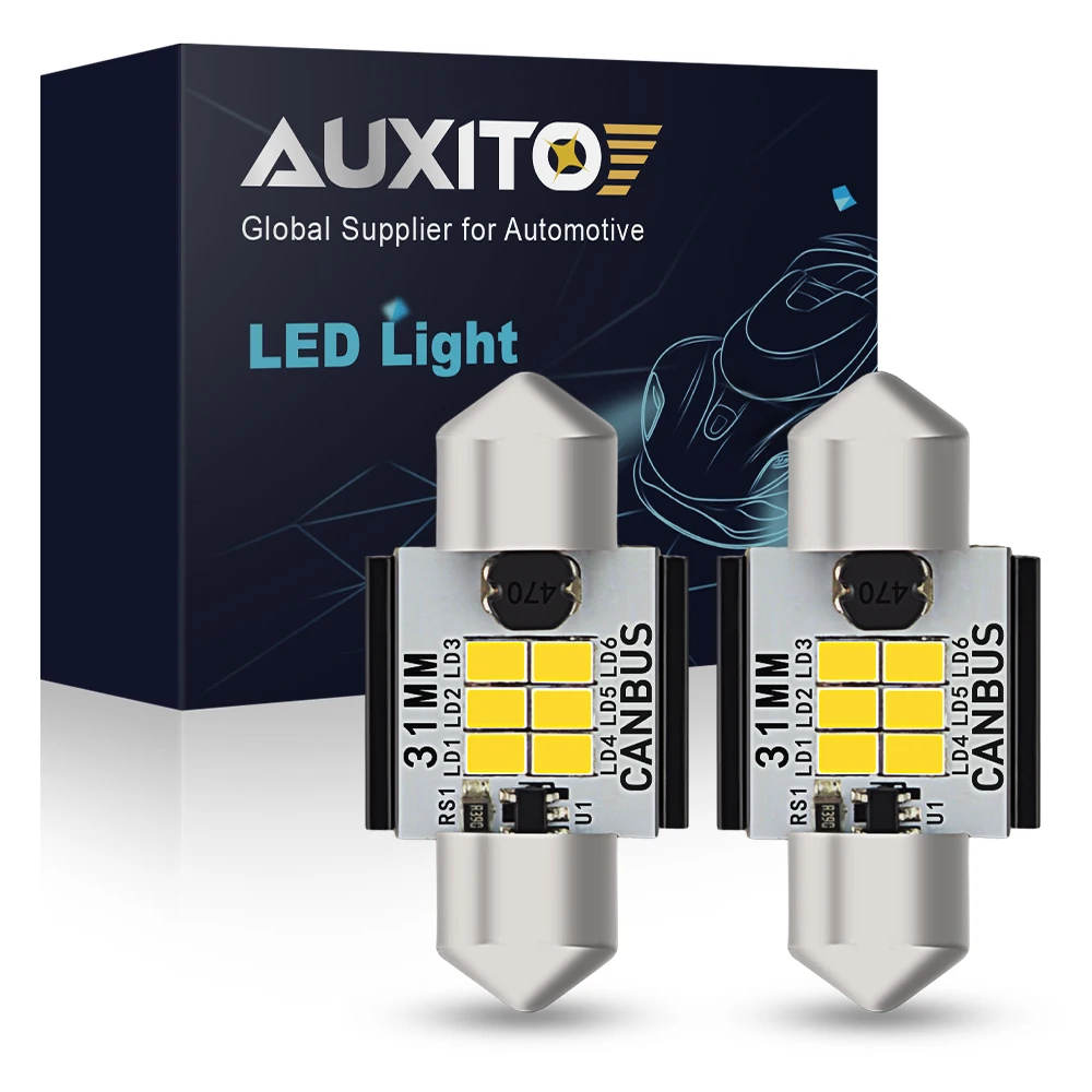 AUXITO 2 шт. гирлянда светодиодсветодиодный 31 мм 36 41 Светодиодная CAN-шина номерной