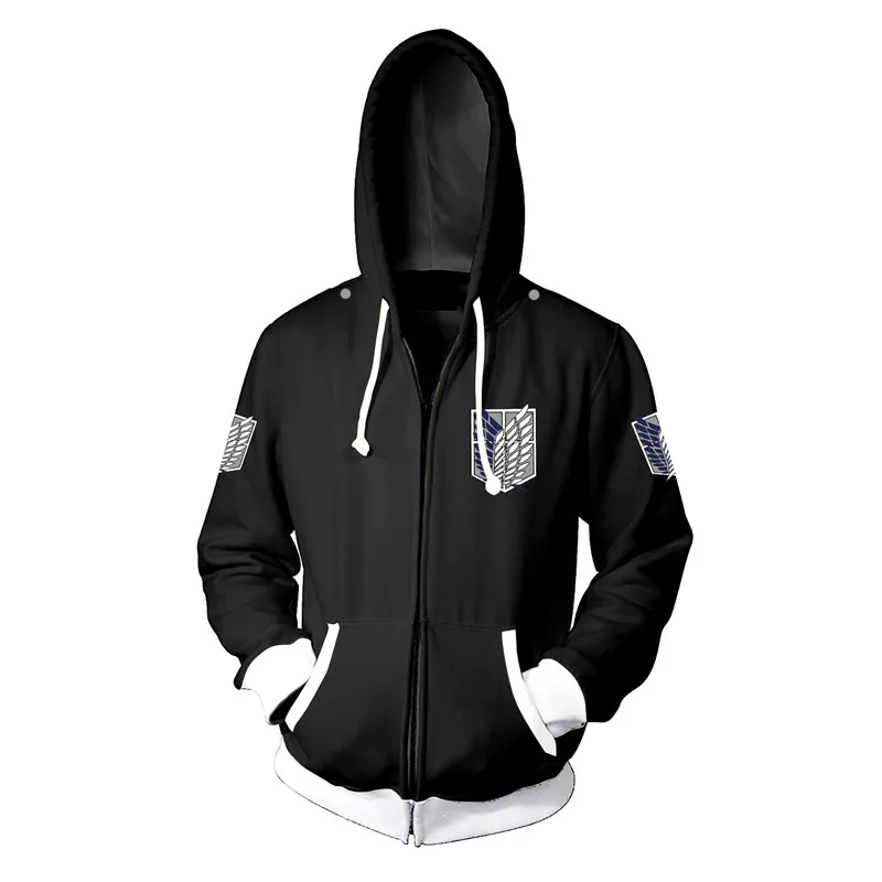 Anime Attack of The Titans Cosplay costume Mens Pullover Hoodies Fashion Adult Harajuku Zipper Hoodie Sweatshirt Mens Jacket