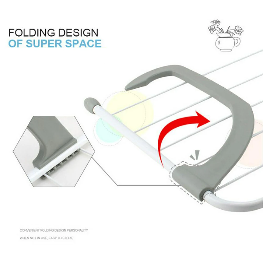 Складной регулируемый радиатор полотенце/сушилка для одежды полюс Airer сушилка для сушки 5 рельсов балкон телескопический держатель для белья