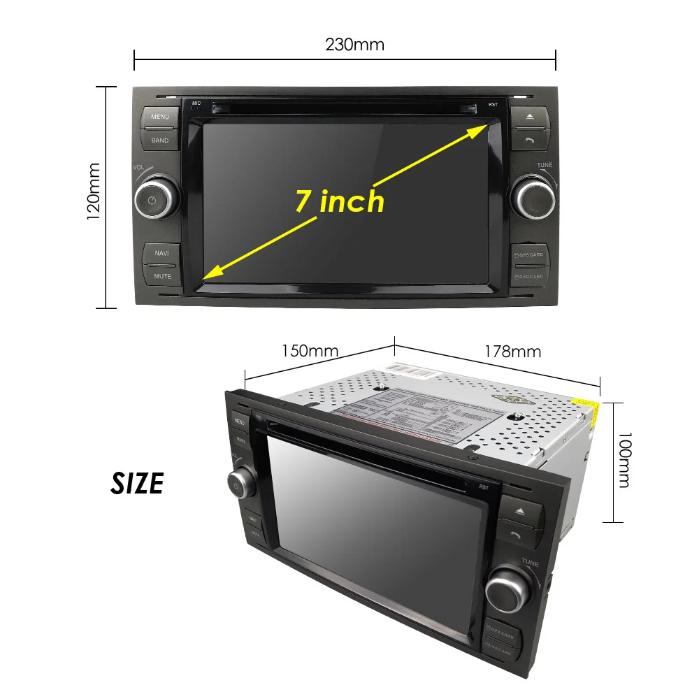 Perfect IPS 2 din Android 9.0 4G 64G Car GPS For Ford Mondeo S-max Focus C-MAX Galaxy Fiesta transit Fusion Connect kuga DVD PLAYER 5