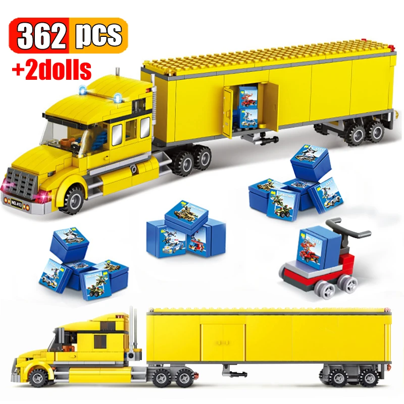 362Pcs City Vehicle Pickup Heavy Cargo Transport Trucks Building Blocks Container Car Assembling Model Bricks Toys Gifts For Kid | Игрушки и