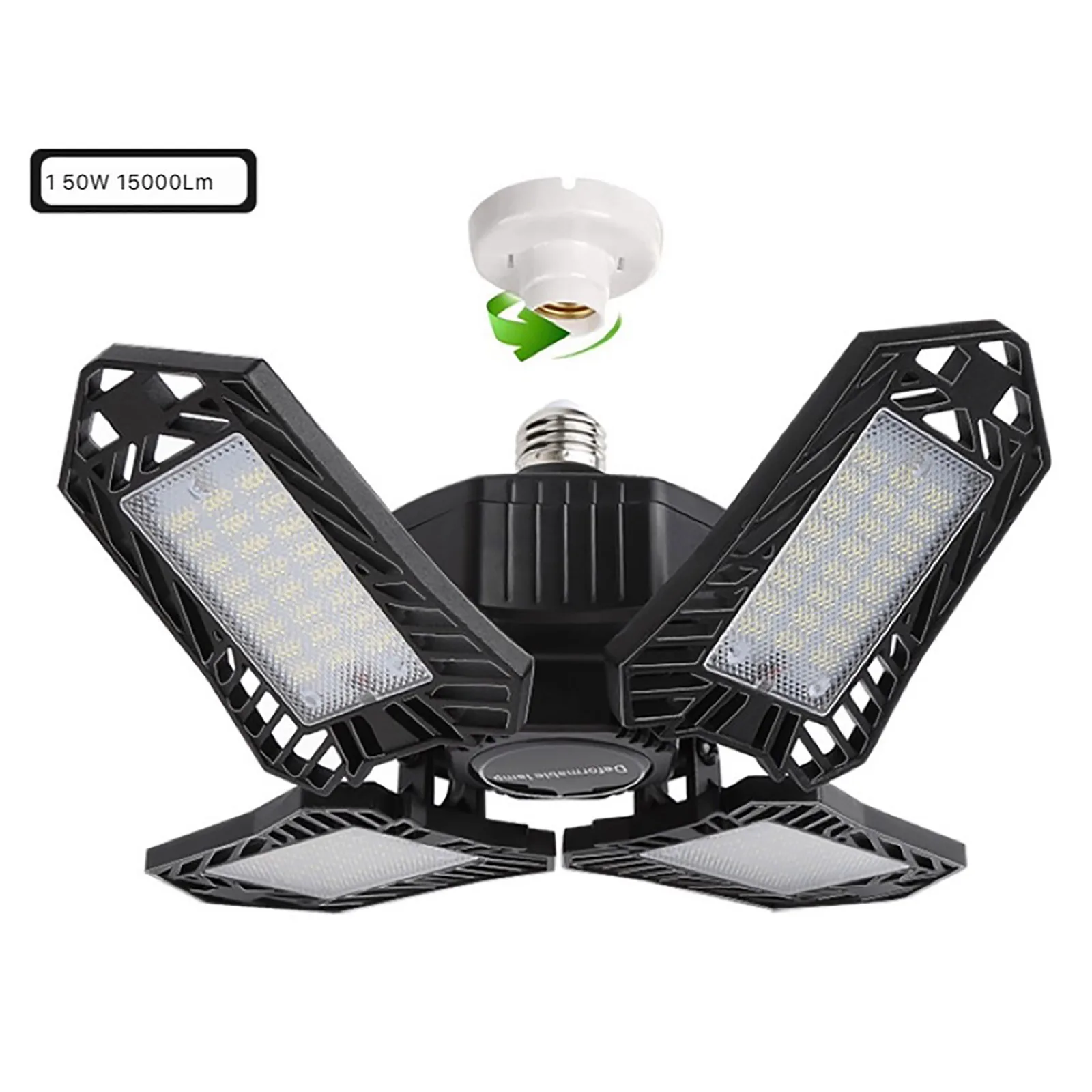 

LED Garage Light Deformable Ceiling Light For Home Warehouse Workshop Folding Four-Leaf Deformation Lamp Industrial Lighting
