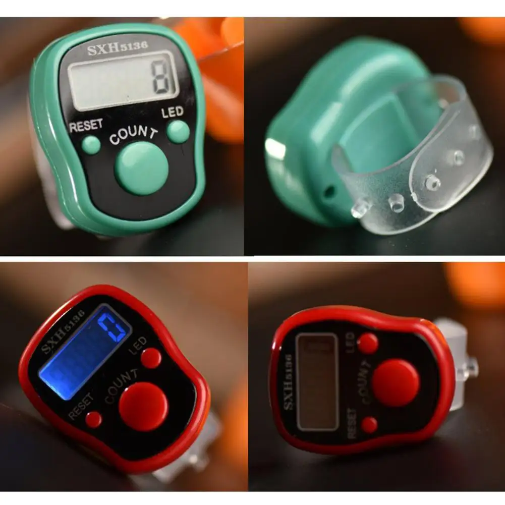 1pcs Portable Electronic Digital Counter Mini LCD Hand Held Finger Ring-type Tally Counter Random Color