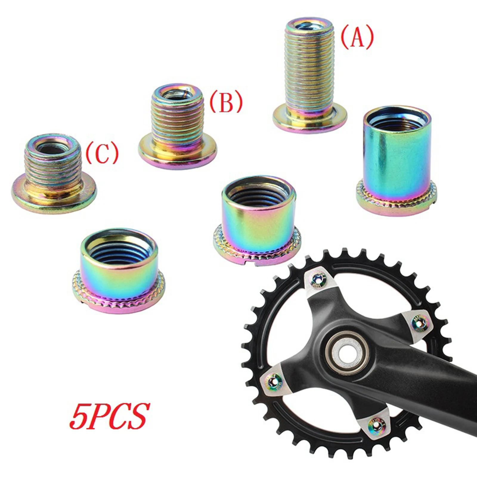 5Pcs M8 Chainring Bolt Nuts Road MTB Bicycle Chainwheel Screws Crankset Hardware
