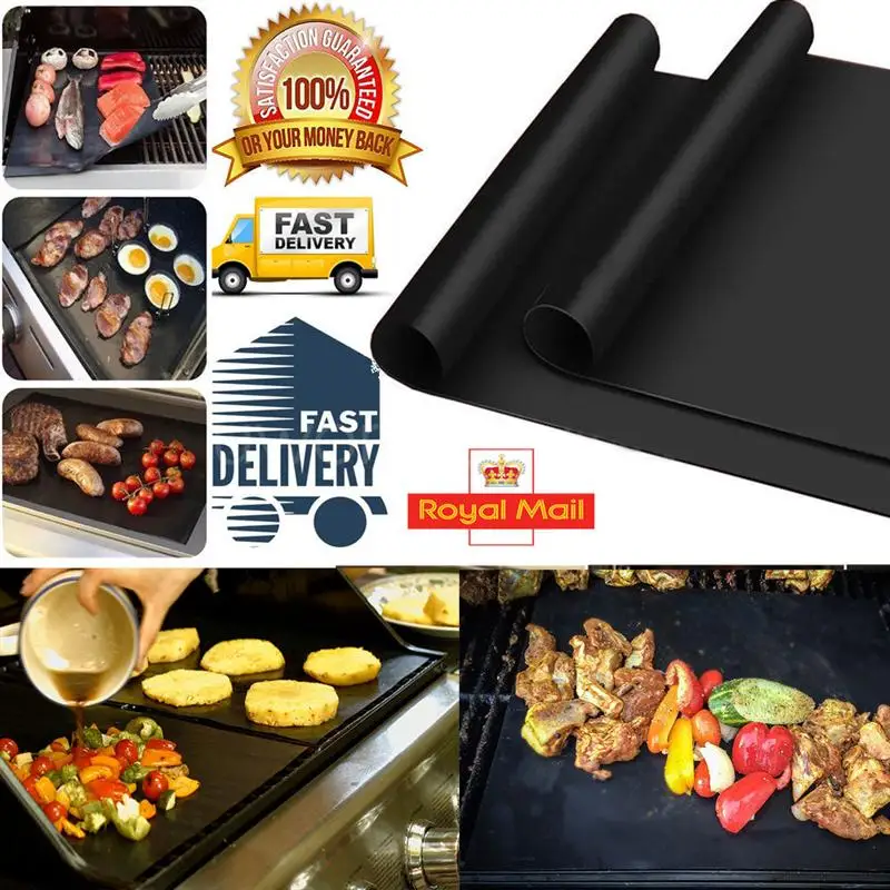 8pcs BBQ Oven Grill Mat Heat Resistant Non-Stick BBQ Grill Sheet Oven Pan Liners Baking Pad Mat