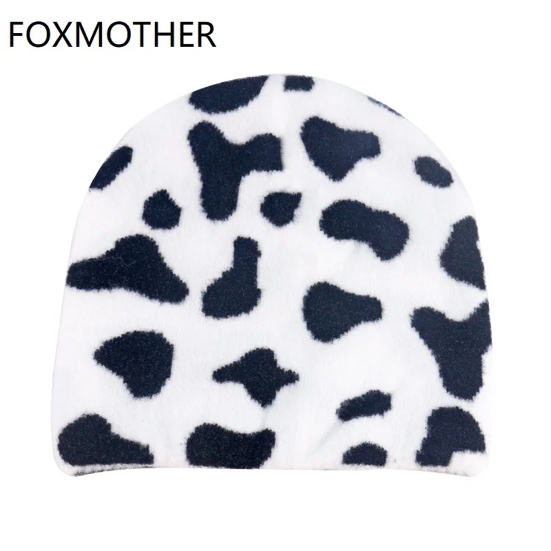 White Cow Beanie Hats Winter Caps 