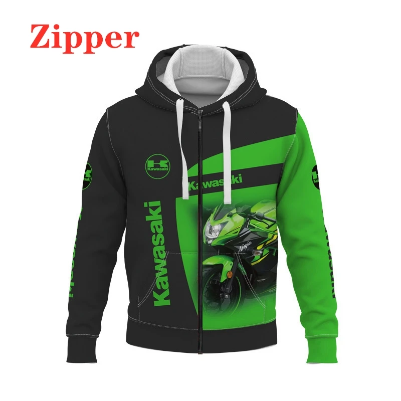 Kawasaki ropa de Ciclismo de motocicleta, chaqueta con capucha informal, sudadera Harajuku, pulóver, chaquetas de carreras de moda de calle, abrigos|Sudaderas con y - AliExpress