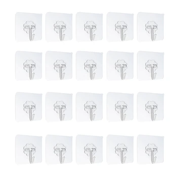 

20Pcs Waterproof Self-Adhesive Hook Heavy-Duty Wall Hook Suitable for Home Kitchen Bathroom Punch-Free Strong Hook