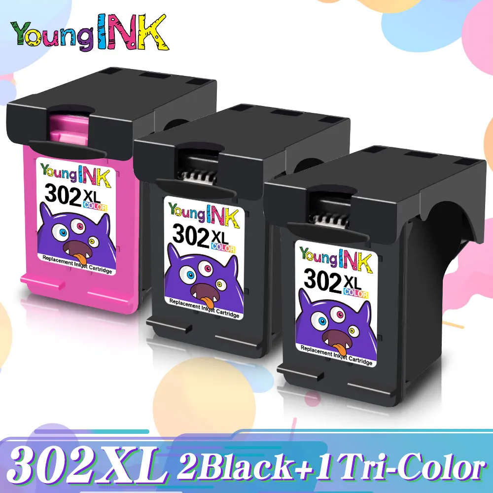 YOUNGINK Ink Cartridge For HP302 XL 302XL Remanufactured For HP Deskjet