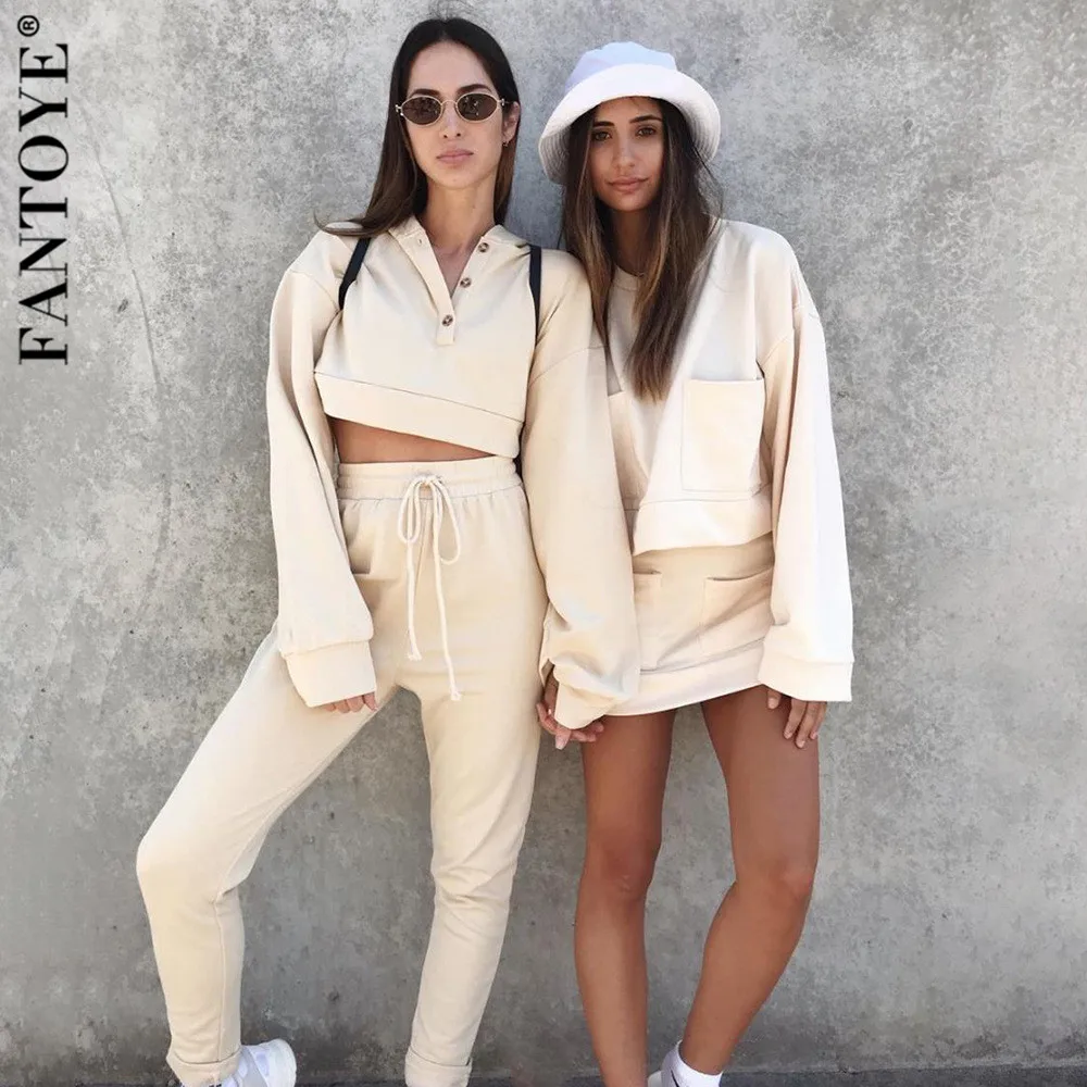 FANTOYE Two Piece Set Tracksuit Women Autumn Two Piece Outfits Sweat Suits Hoodies 2 Piece Set Women Clothing Sets Sweatpants