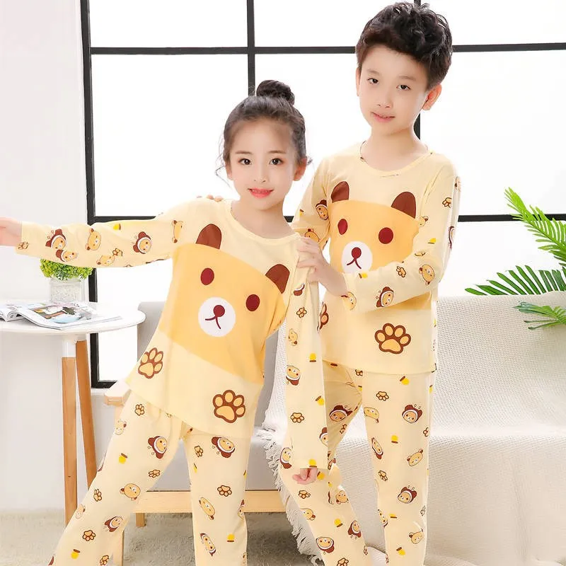 [Men And Women Celebrity Style] Big Boy Autumn Set CHILDREN'S Pajamas Long Sleeve Cartoon Kids Pajamas Tracksuit Short Sleeve