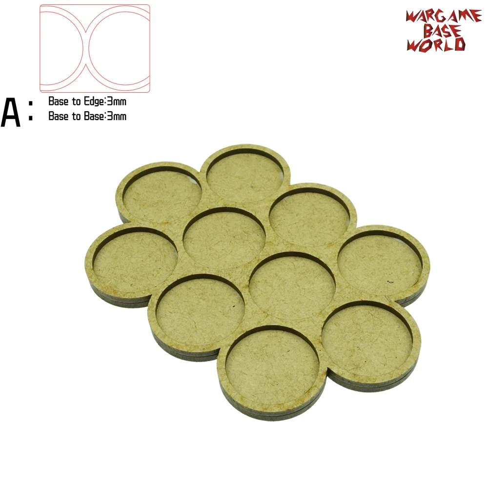 Wargame Base World-Movement Tray-10 цоколей 32 мм круглый-тройной формы MDF