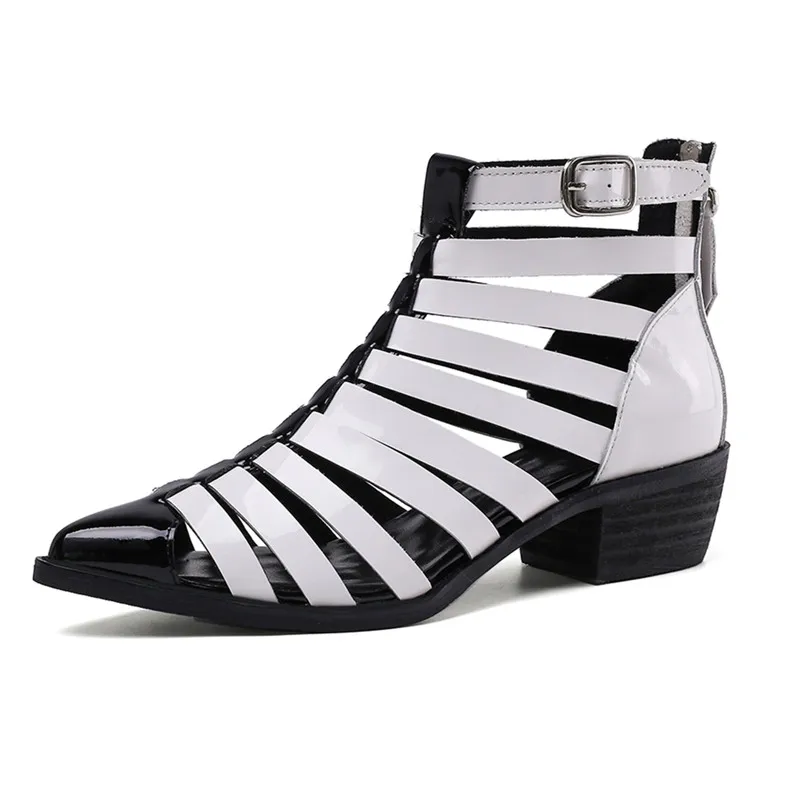 

Summer Boots Women Pointed Toe Sandals Narrow Band Gladiator Boots Belt Buckle Zip Women Sandals Rome Casual Woman Ankle Boots