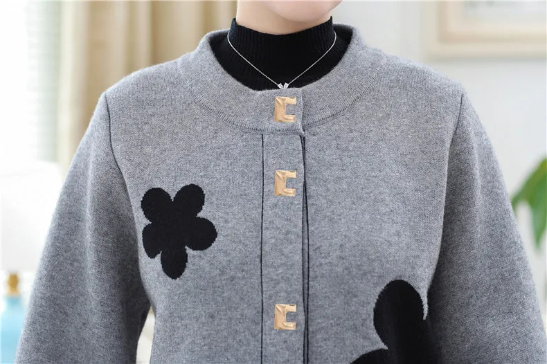 XJXKS Sueter Mujer Invierno большой кардиган женский элегантный длинный рукав круглый вырез Свободный вязаный женский свитер пальто