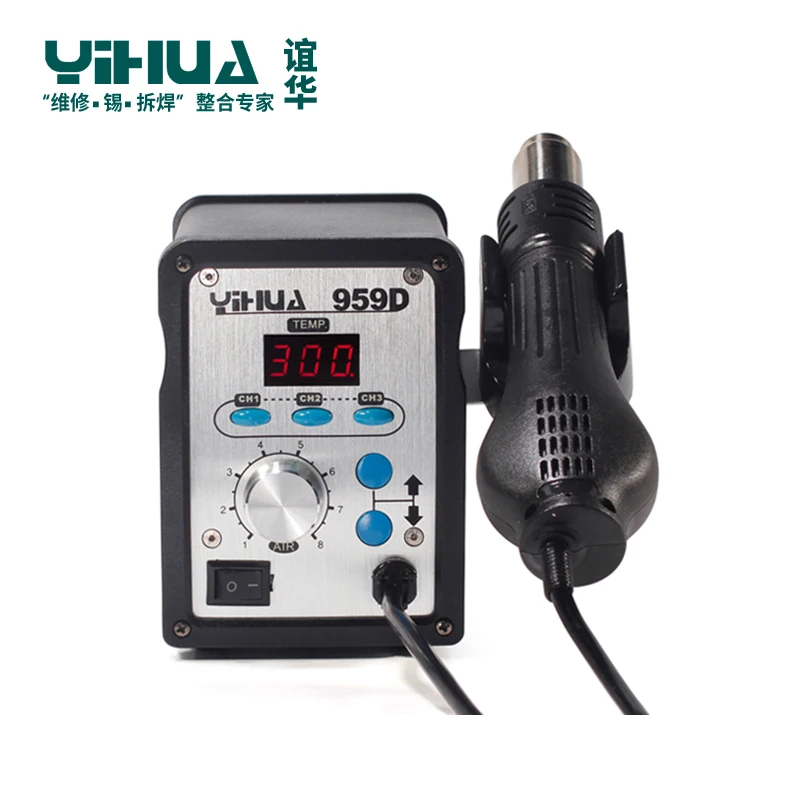 YIHUA 959D 220 В светодиодный цифровой дисплей станция горячего воздуха SMD паяльная станция постоянная температура Тепловая пушка паяльная станция