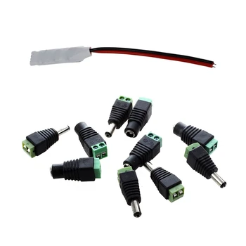 

11 Pcs Accessories: 1 Pcs 12V Mini RGB LED Strip Controller Dimmer & 10 Pcs Cameras Female Male DC Power Plug Adapter