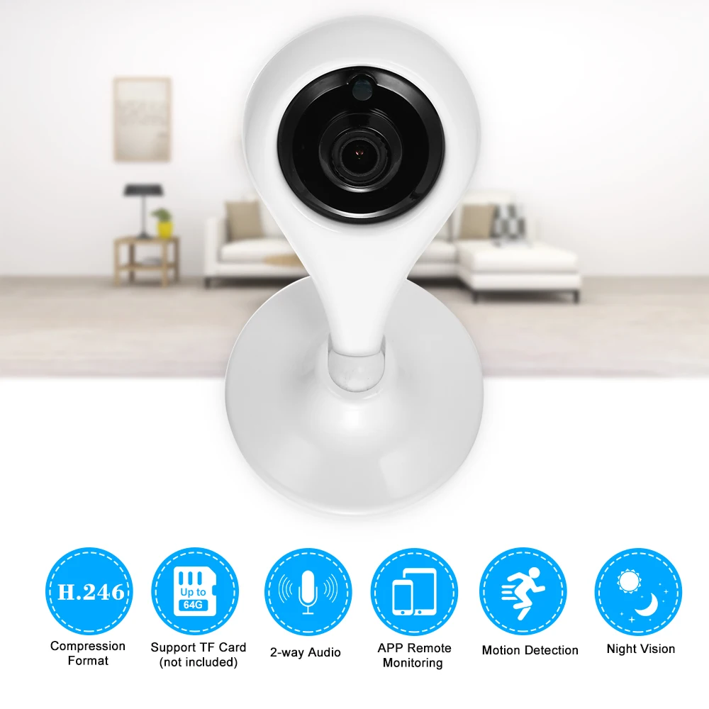 

HD IP Camera WiFi Camera 2.0MP 6 IR Leds IR-CUT Night Vision Motion APP Remote Control for Indoor Home Security