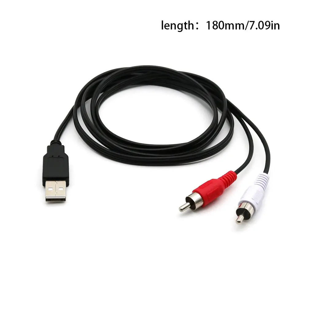 Портативный USB a штекер 2X RCA Phono AV кабель ТВ Aux аудио видео адаптер к 2RCA свинцовый ПК