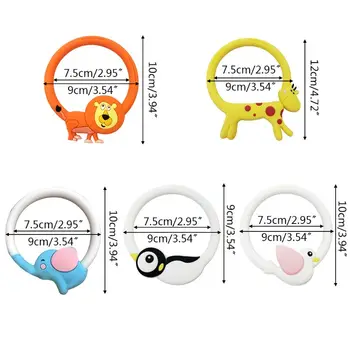 

Baby Round Teether Molar Bar Bracelet Silicone Cartoon Animal Chewing Soother 425F