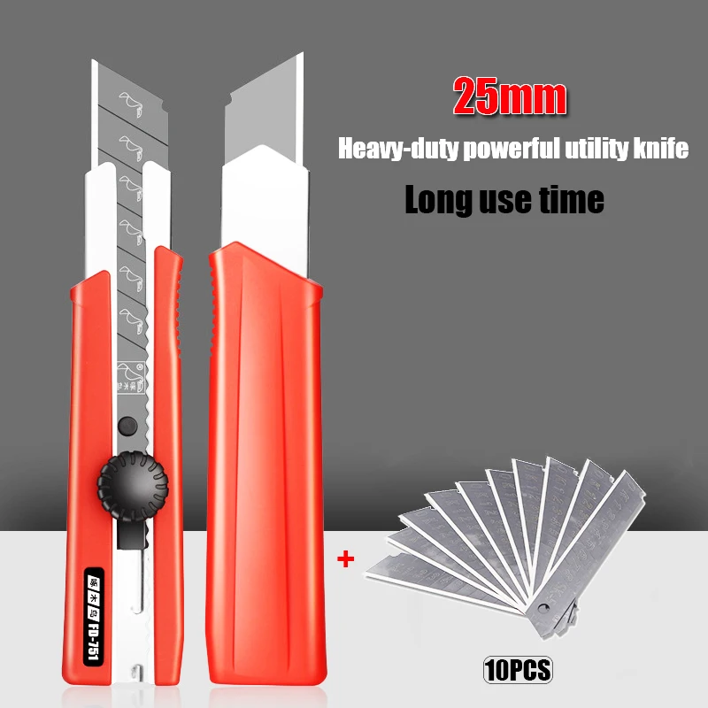1PC knife10PCS 10 шт. 25 мм Широкий утилита сменные лезвия для ножа инструмент аксессуар для резки картона - Цвет: 1PC knife10PCS