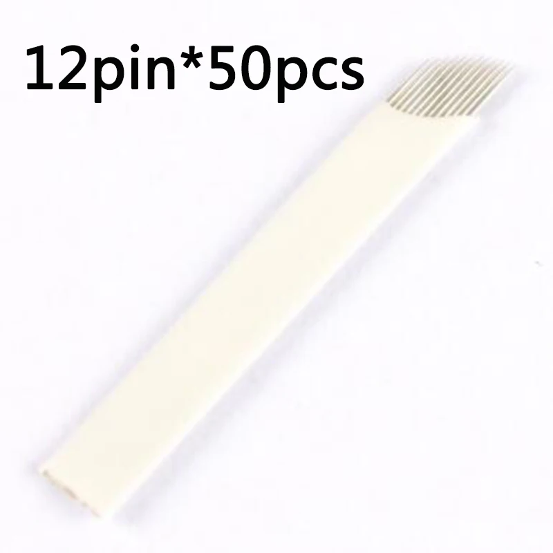 

50 Pcs 12 Pins Microblading Needles for Microblading Embroidery Pen Pernement Makeup Eyebrow Tattoo Supplies Needle Eyebrow Tool