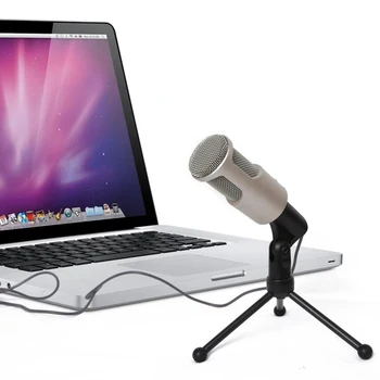 

Condenser Microphone Computer 3.5mm Desktop Mic for PC Laptop SF-960 Silver